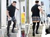 Star spotted rocking short skirt and heels