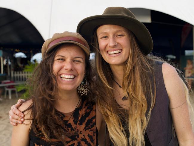 Elle Steele and Briony Edgar of Salt and Steel, a Brisbane-based earthy rock roots band, attending the Airlie Beach Festival of Music on Saturday, November 5, 2022. Picture: Katrina Lezaic