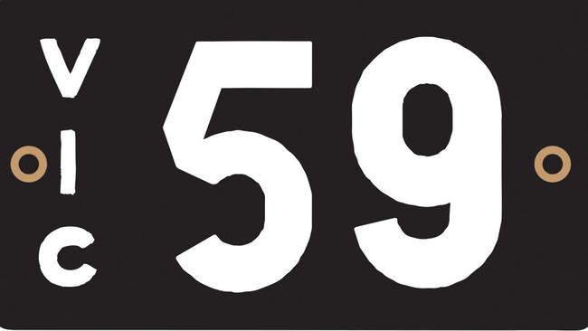 The rare Victorian “59” number plate has sold for a remarkable $538,000.