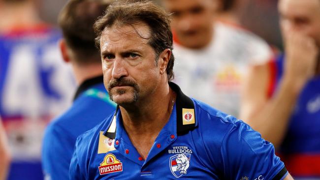 Luke Beveridge launched a sensational verbal attack towards Fox Footy’s Tom Morris on Wednesday night. Picture: Dylan Burns/AFL Photos