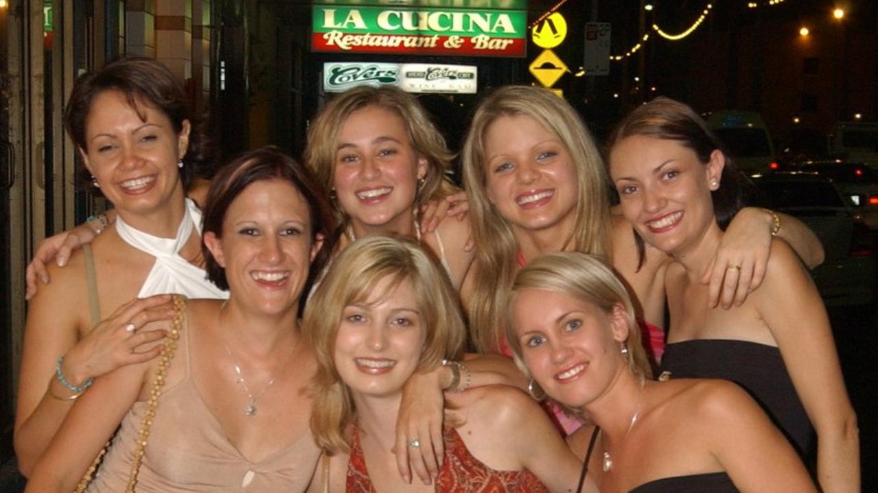 (Back from left) Marty Chapman, Hollie Garrett, Claire Maley and Larissa Hennessy with (front from left) Kathleen Geaney, Corinne Leather &amp; Justine Rzonca on Flinders Street East. Picture: Bryan Lynch