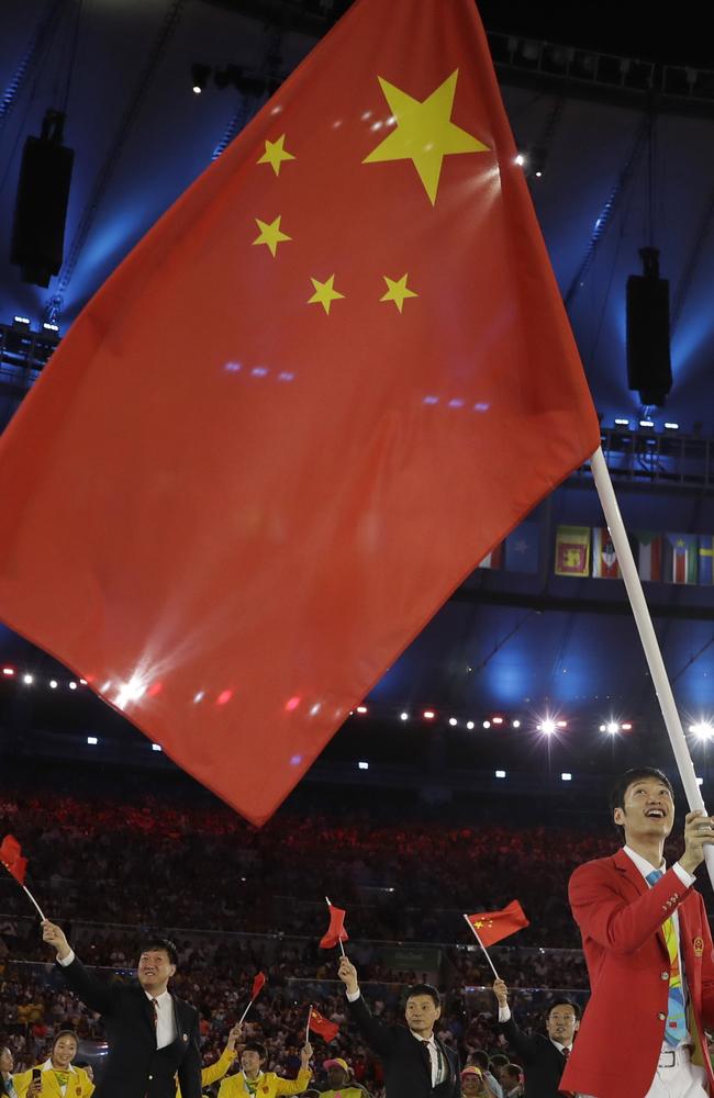 The wrong Chinese flag has been used in Rio prompting a spat between organisers and officials. Picture: AP Photo/David J. Phillip.