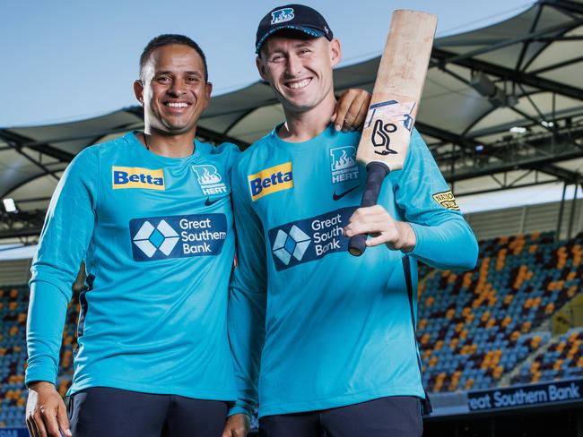 Usman Khawaja and Marnus Labuschagne won’t play for the Brisbane Heat until January 16. Picture Lachie Millard