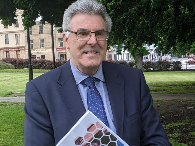 Tasmanian Auditor General Rod Whitehead speaks to the media on Parliament Lawns in Hobart on Thursday November 19, 2020.