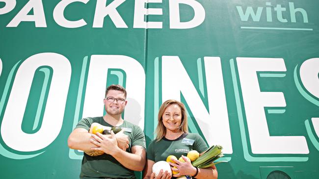 Flannerys opened a new store in Mona Vale, Sydney last year. Pictured are managers Nathan Shoesmith and Dee Clark. Picture: Adam Yip / Manly Daily