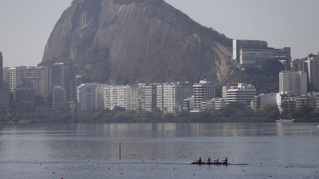 Rowers practice for the 2015 World Rowing Junior Championships.