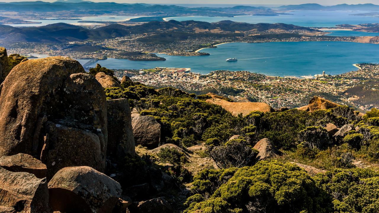 View of Hobart from the top of Mt Wellington, Tasmania. Photo – Getty Images