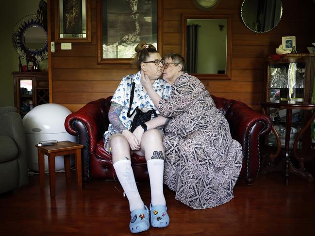 Kay Henderson and mum Coralee Wells getting in as many hugs as they can. Picture: Sam Ruttyn