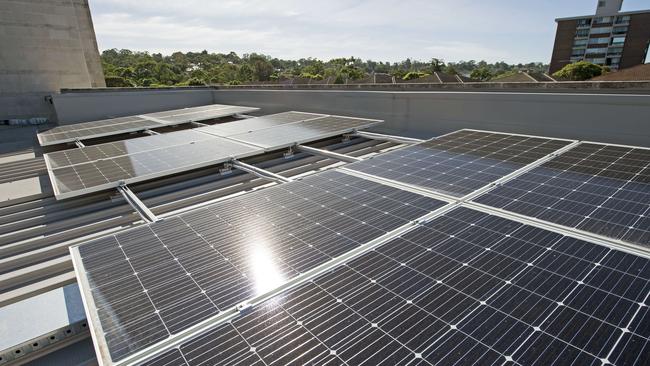 Solar panels on the roof of Ryde Community Centre at West Ryde