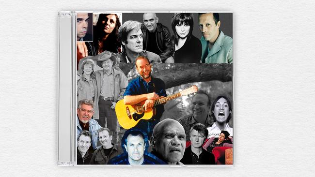 Digitally combined pictures of Australian and New Zealand songwriters who were interviewed for 'Songwriters Speak', a book by Debbie Kruger (Limelight Press, 2005). Clockwise from top left: Nick Cave, Kasey Chambers, Don Walker, Paul Kelly, Chrissie Amphlett, Mark Seymour, Daniel Johns, Colin Hay, Deborah Conway, Neil Finn, Archie Roach, James Reyne, Rob Hirst (left) and Jim Moginie, Rolf Harris, Joy McKean (left) and Slim Dusty, and John Williamson (centre with guitar). Pictures: Polly Borland (Cave), Ian Jennings (Chambers), Sandy Edwards (Walker), Ben Saunders (Kelly), Henry Diltz (Hay), Erin Davis (Conway), Bob King (Roach), John Elliott (Hirst and Moginie; McKean and Dusty).