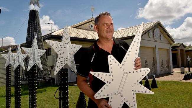 Peter Bennett, at his Douglas home, has raised $500 for Buy a Bale this year from their Christmas lights display. Picture: Evan Morgan