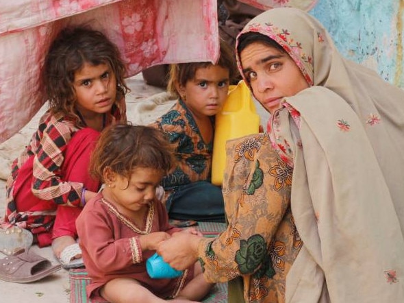 One of the internally displaced Afghan families now in a park. Picture: Aseel