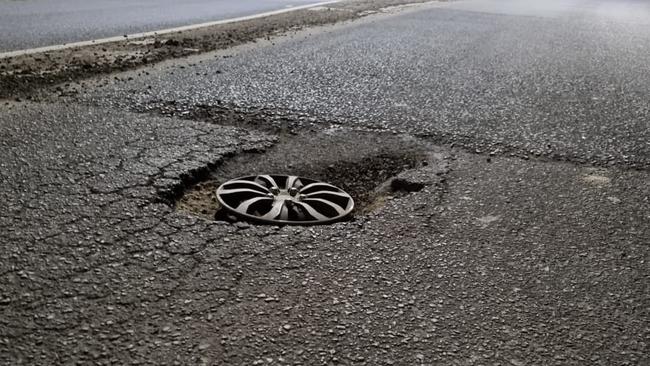 A large pothole in Cardinia. Picture: Supplied