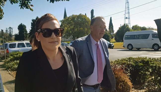 Suspended prison guard Amy Meshell Connors arrives at Kempsey Local Court today.