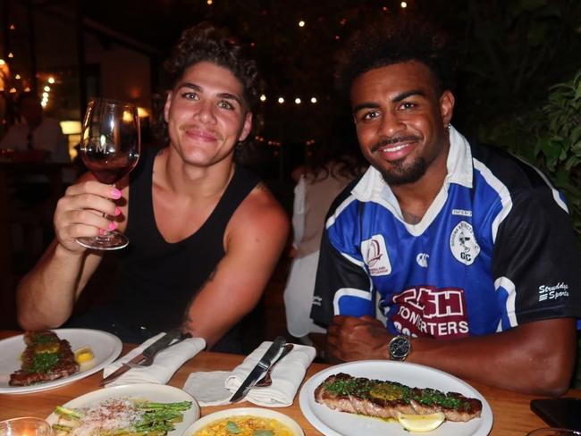 Brisbane Broncos players Reece Walsh and Ezra Mam have been enjoying an end of season break in Bali Picture Instagram