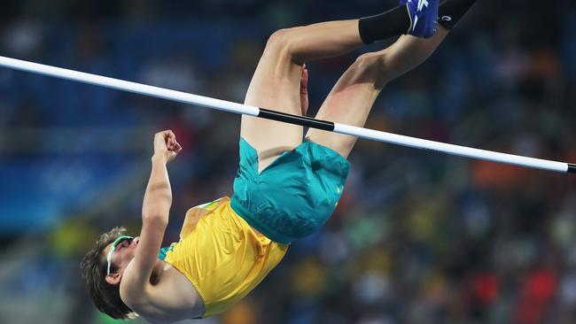 Australia's Brandon Starc in the high jump final. Picture. Phil Hillyard