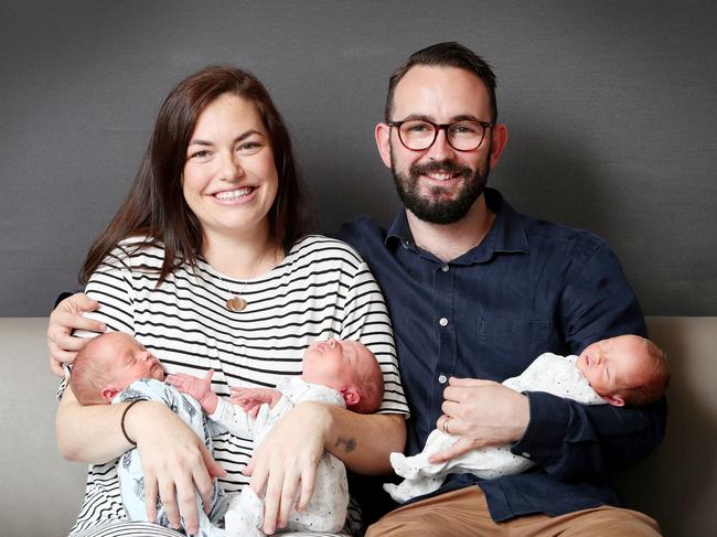 Kate and Paul Strutt with their three new additions. Picture: Sue Graham