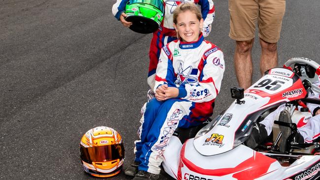 Lana Flack won her first round in the Australian Karting Championship last year.