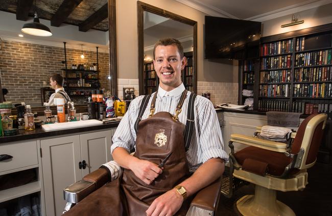 Luke Benicky says he was surprised with the community’s interest when he opened Benicky &amp; Sons Barbershop, an early 1900s-style barbershop in Mosman. Picture: Julian Andrews