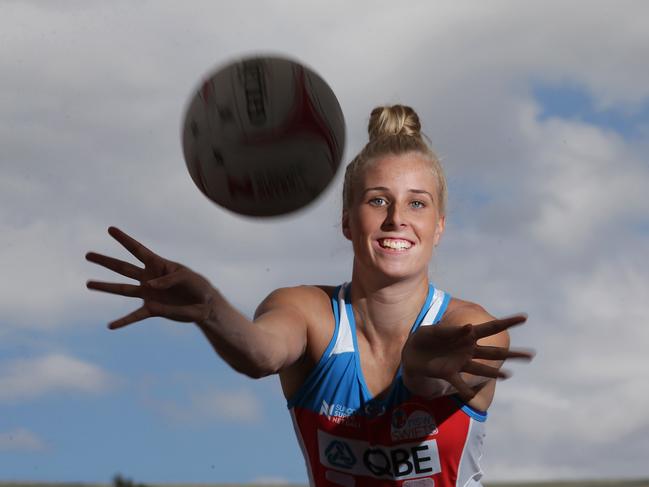NSW Swift Netballer Maddy Turner at Qudos Bank Arena, Sydney Olympic Park.