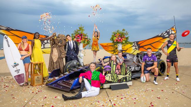 The Mad March ambassadors at Port Melbourne beach. Picture: Jason Edwards