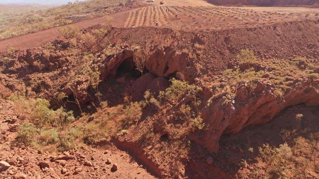 Juukan Gorge in Western Australia was blown up despite its cultural value. Picture: PKKP Aboriginal Corporation/AFP