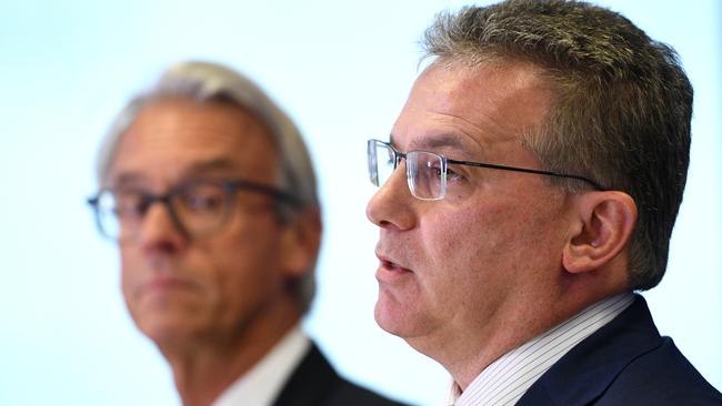 Chairman Chris Nikou with FFA chief executive David Gallop