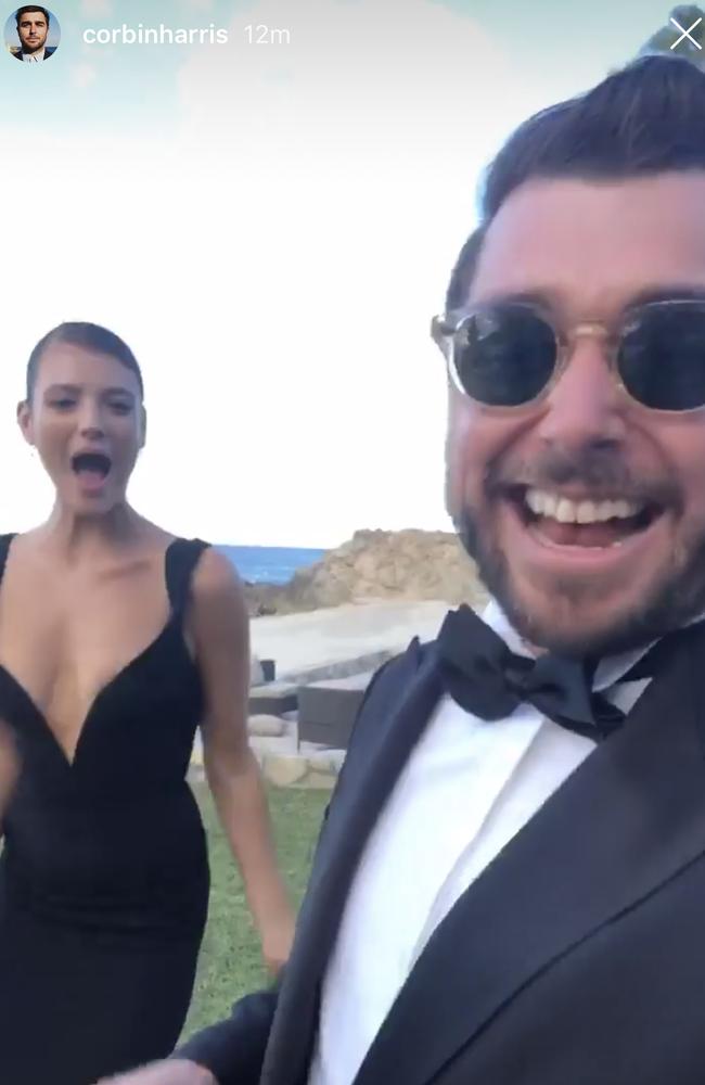 Montana Cox and Corbin Harris head out to the high-profile wedding. Picture: Instagram