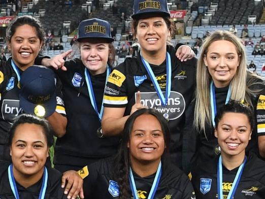 The Mounties women's team which defeated Rabbitohs 12-10 to win the NSW rugby league grand final on Friday, August 10, at ANZ Stadium. Must credit Picture: NRL Photos