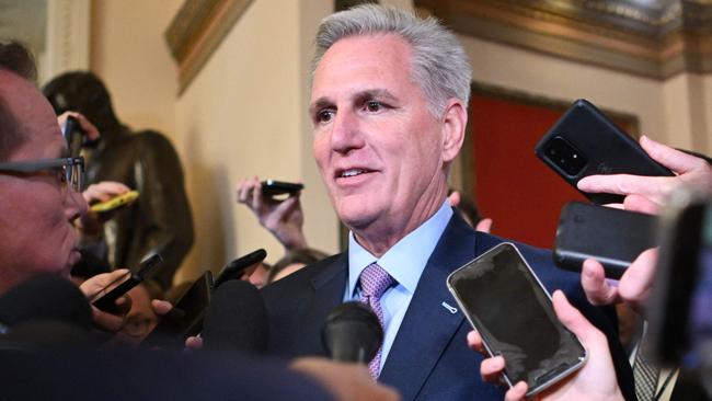 Speaker of the House Kevin McCarth, talks to reporters before the vote. Picture: AFP.