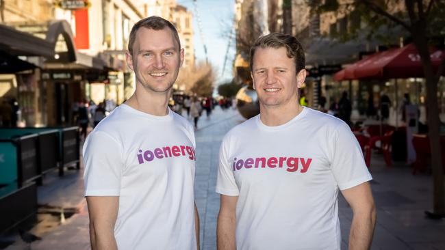 Co-founders of iO Energy, chief operating officer Luke Morton and chief executive Rob Morris. Picture: Sebastian Rosa / iO Energy