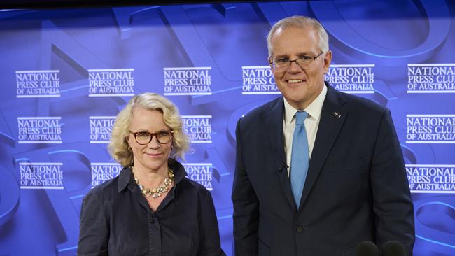 Laura Tingle, pictured with with Scott Morrison last year, has been voted onto the ABC board. Picture: Getty Images