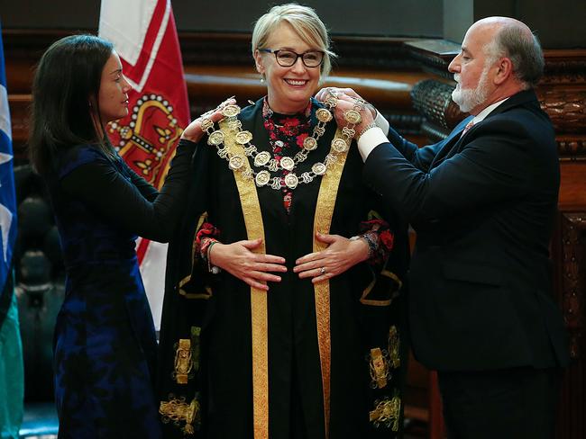 Swearing in ceremony of Melbourne's new Lord Mayor Sally Capp at Melbourne's Town Hall. Picture : Ian Currie