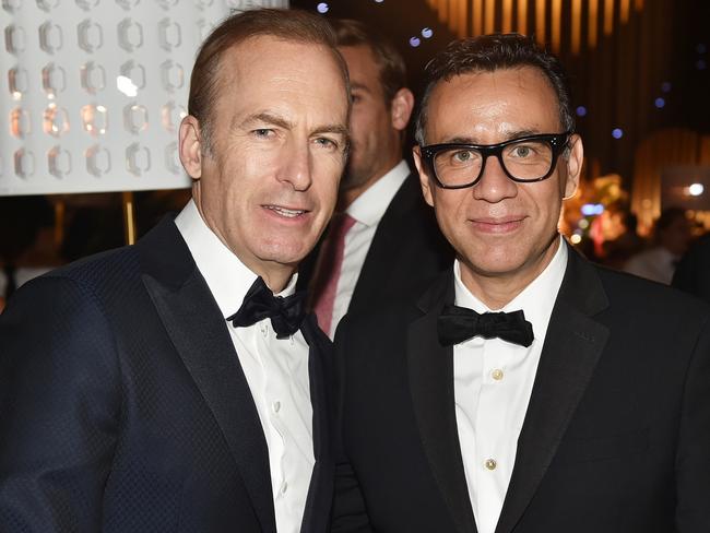 ‘Better Call Saul’ actor Bob Odenkirk (L) and ‘Portlandia’ star Fred Armisen attends the 69th Annual Primetime Emmy Awards Governors Ball on September 17, 2017 in Los Angeles, California. Picture: Alberto E. Rodriguez/Getty Images