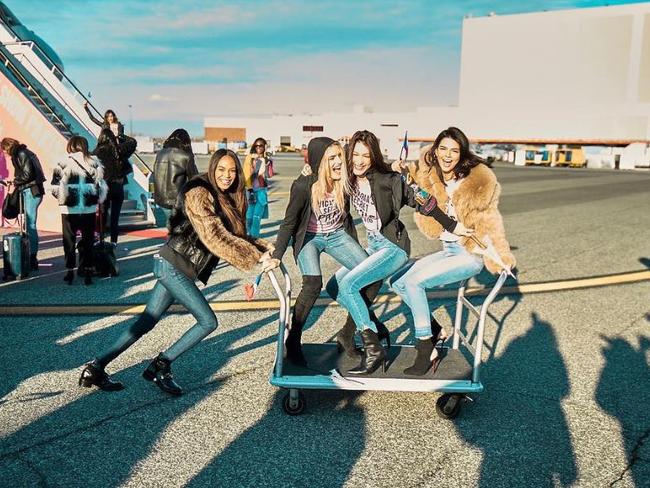 Joan Smalls, Lily Donaldson, Bella Hadid and Kendall Jenner depart for Paris for the 2016 Victoria's Secret Fashion Show on November 27, 2016 in New York City. Picture: Instagram