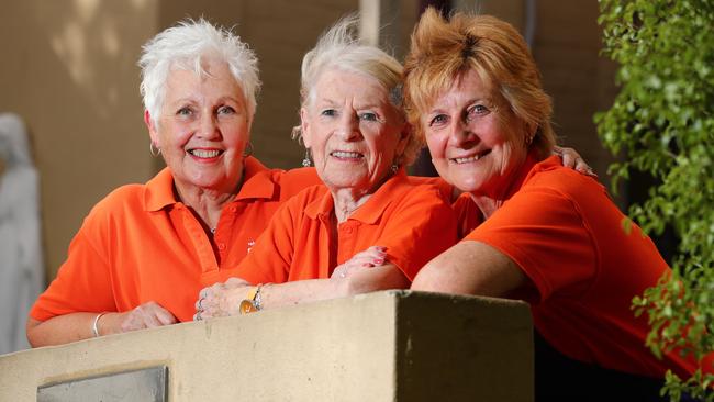 Hutt St Centre volunteers Jeanne Scardigno, Dulcie Boag, and Jenny Jachway. Picture: Tait Schmaal