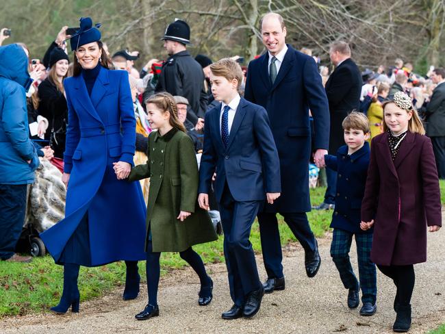 Kate, Princess of Wales, with her family and Mia Tindall at Sandringham Church on Christmas Day. Picture: Samir Hussein/WireImage