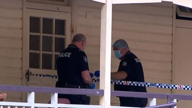 Police on scene after an alleged stabbing in Ipswich on Saturday. Picture: 9 News Qld