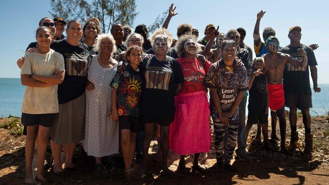 Munupi Clan members are fighting Santos to stop drilling off the coast of the Tiwi Islands in Federal Court.Picture: Rebecca Parker