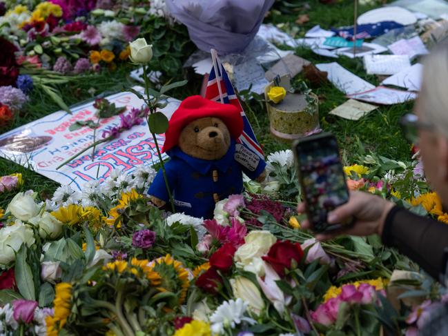 Paddington Bears were left in tribute to late Queen after her death in September, 2022. Picture: Getty Images