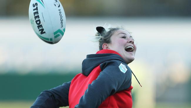 Keeley Davis during St. George-Illawarra Dragon's training at Kogarah. Pic: Phil Hillyard