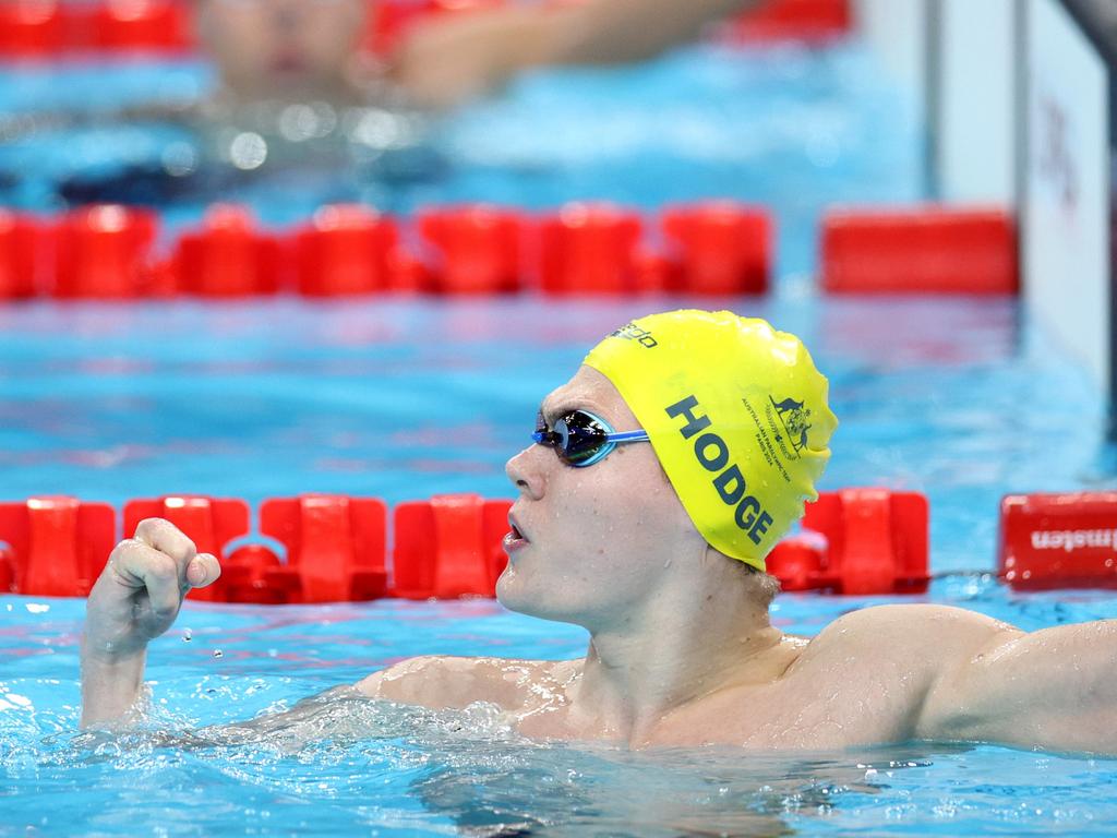 Timothy Hodge reacts after winning the 200m individual medley SM9 final. Picture: Getty Images