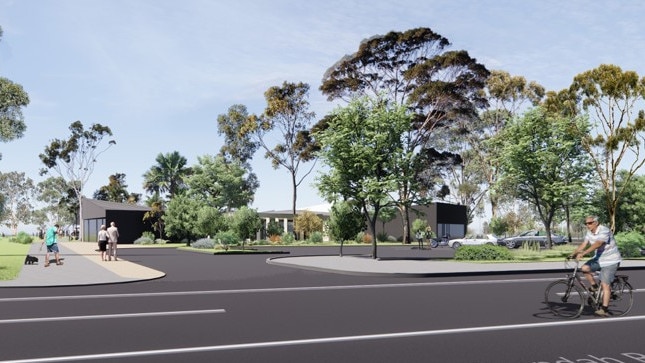 An artist's impression of the new Warriewood Valley Community Centre, looking from Boondah Rd. Picture: Supplied