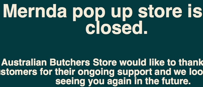 The message which appeared on the Australian Butchers Store Facebook page on January 2 advising some staff and customers the store had closed.