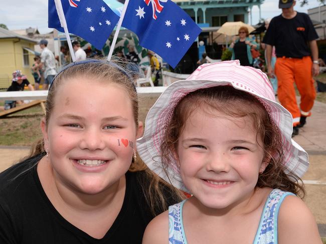 Empire Bay’s Mikayla King and Ettalong’s Lily Dunn celebrating Australia Day last year.