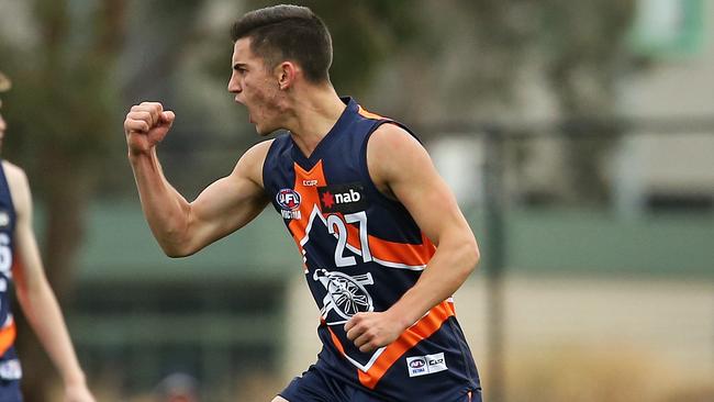 Ned Gentile celebrates a Calder Cannons goal.