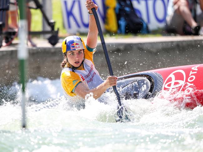 Jessica Fox during the women’s K1 final at the Canoe Slalom World Cup in Augsburg.