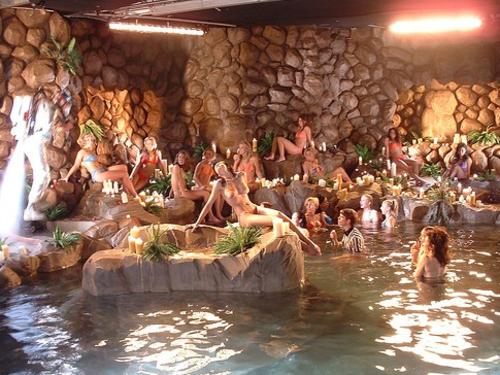 A party held at the Grotto at Hugh Hefner's Playboy Mansion.