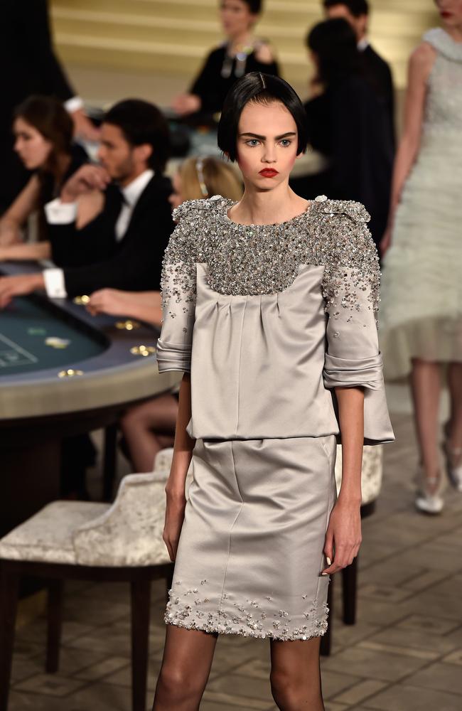 A model poses on the runway during the Chanel show as part of Paris Fashion Week Haute Couture. Picture; Getty