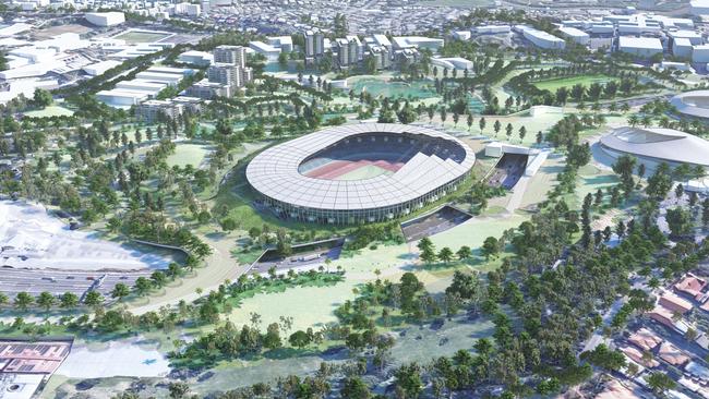 ## EMBARGOED IMAGES NOT FOR USE BEFORE 6TH MARCH 2024 ## Victoria park Olympics.......Brisbane BOLD proposes doubling the 2032 legacy outcomes for the city in a cohesive urban corridor. In legacy the concept establishes the new capital of our Knowledge Economy infrastructure featuring 2000+ dwellings of affordable keyworker housing, world's best sports and events excellence corridor situated amongst 60ha of urban parklands within 1.5km’s of the CBD, establishing a broader macro cross-city green line connecting our hospitals and universities to the city centre.  This secure, contained precinct leverages both Cross River Rail and Metro infrastructure and will catapult the city 20 years forward through a vision-led citywide master plan while offering significant savings and gross value add benefits. In addition, this strategy provides compelling Housing Accelerators freeing up 15,000 dwellings worth of inner 5km affordable and BTR housing opportunities for immediate prosecution. Pictured Supplied by ARCHIPELAGO